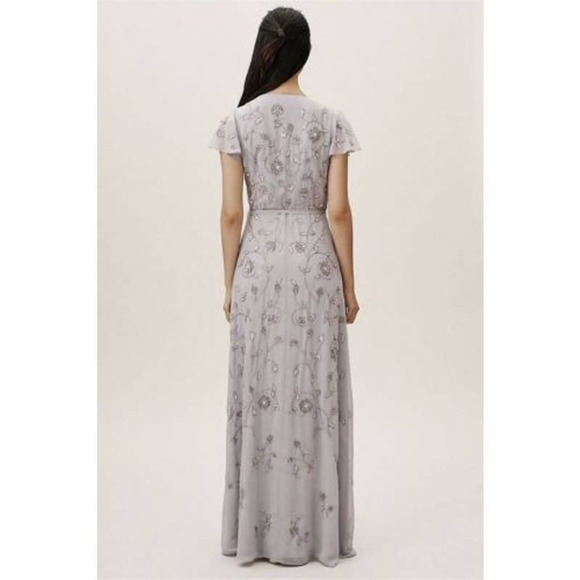 BHLDN Plymouth Wrap Dress Lavender Gray NEW - Picture 2 of 9